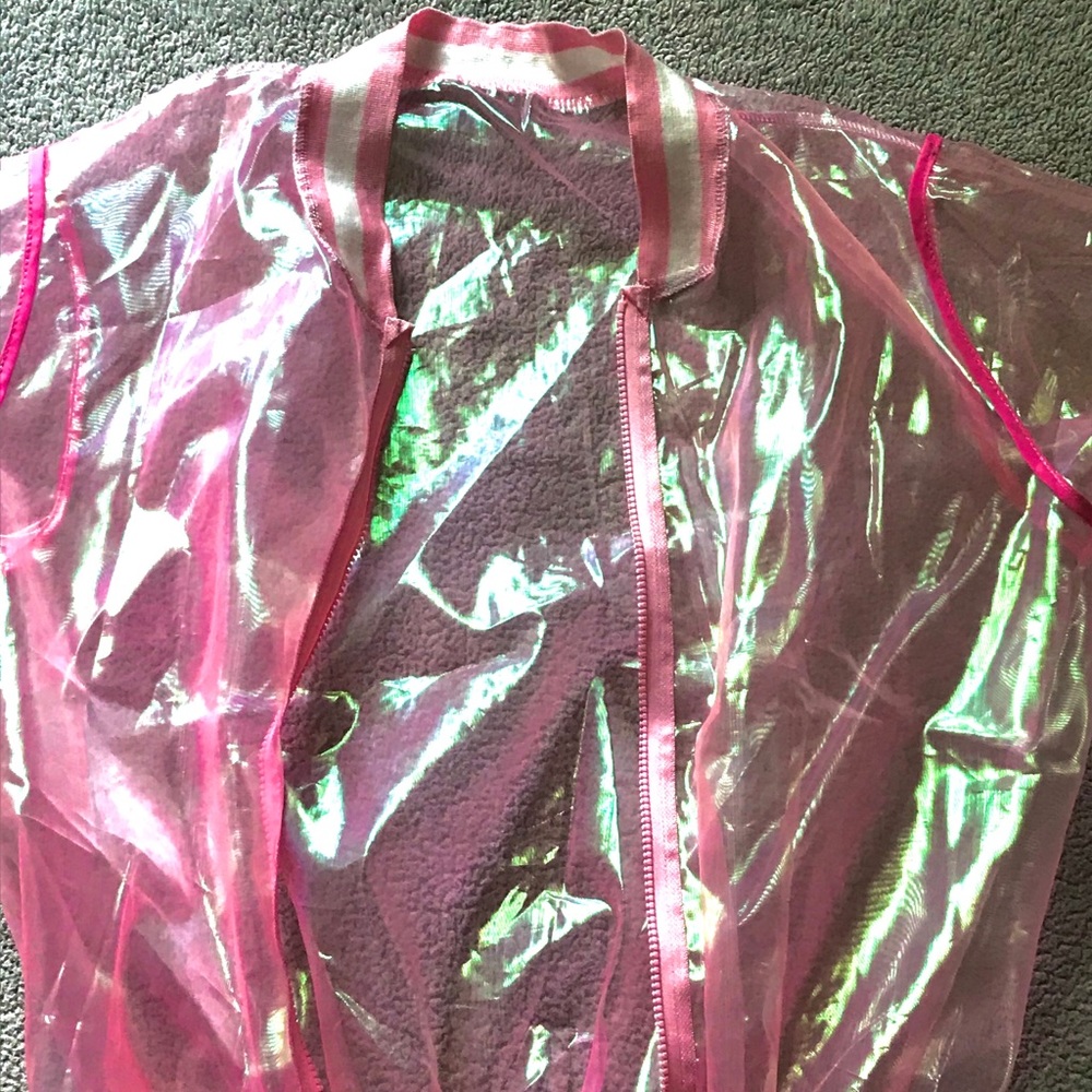 Holographic See-Through Bomber Jacket Soft Girl